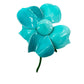 vintage enamel large turquoise metal flower BROOCH floral jewelry pin