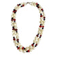 vintage red pearlescent white beaded 18" double strand NECKLACE costume jewelry