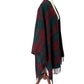 Tie Rack green red blue plaid fringe RUANA open front poncho OS made in Italy