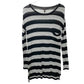 BCBGMaxAzria gray & black striped lightweight sweater tunic TOP women's S small