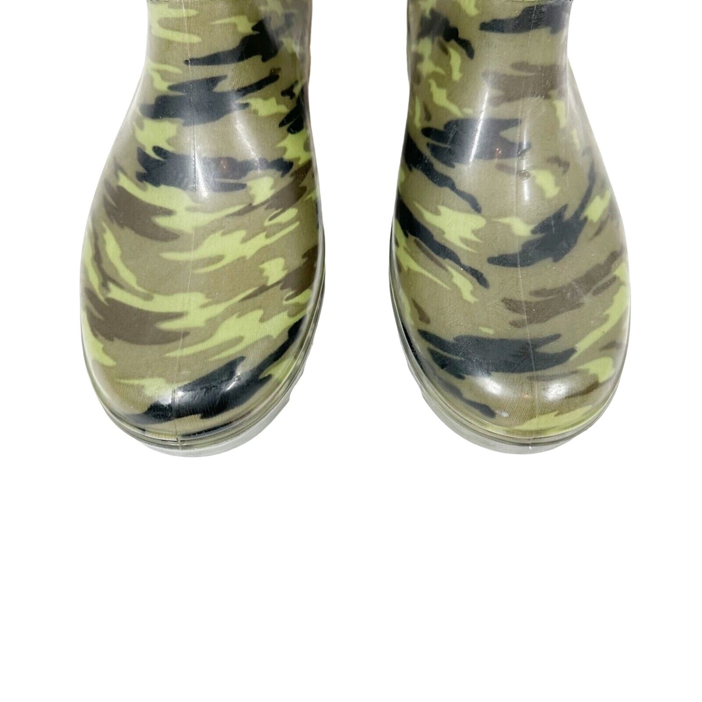 Stuart Weitzman green camo camouflage rubber BOOTS shoes size XL (10) mid-calf