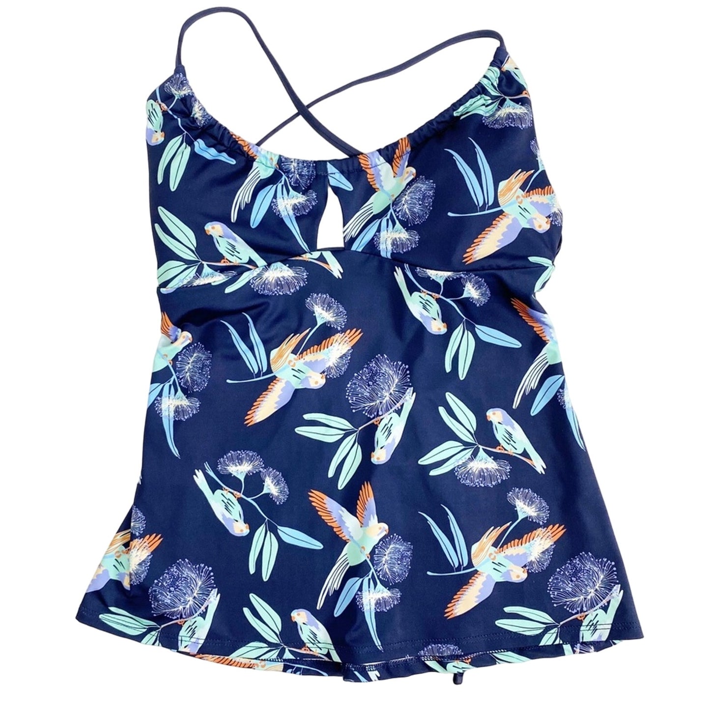 Patagonia parrots Glassy Dawn blue Tankini swim TOP women's XS new $89 swimwear