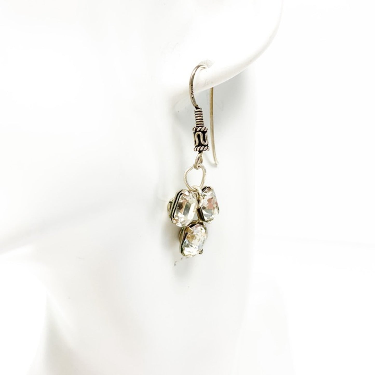 1.75" long dangling rhinestone EARRINGS jewelry NEW vintage beads