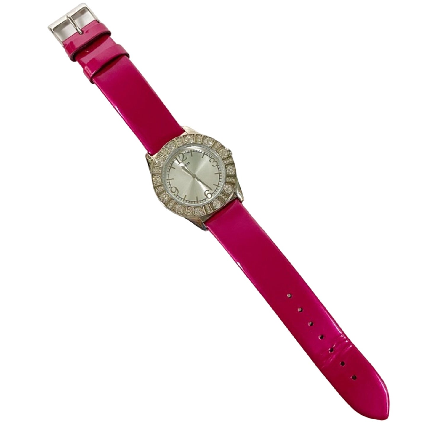 ladies GUESS magenta pink analog WATCH rhinestones G76038L