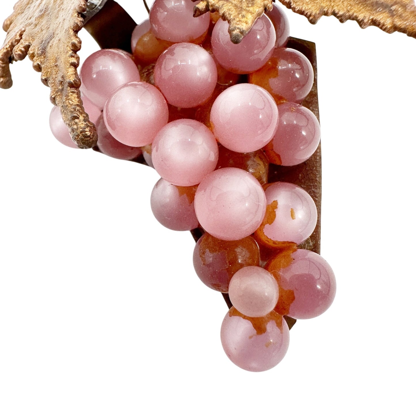 vintage bunch of pink grapes antique gold BROOCH jewelry pin