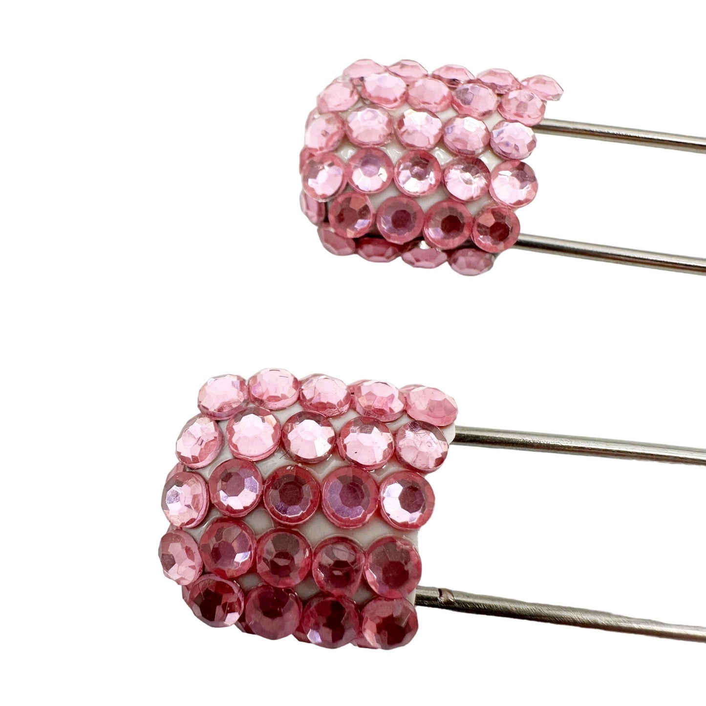 pair of pink rhinestone diaper Safety PINS decorative fashion jewelry