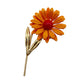 vintage orange red & gold daisy flower BROOCH floral jewelry pin