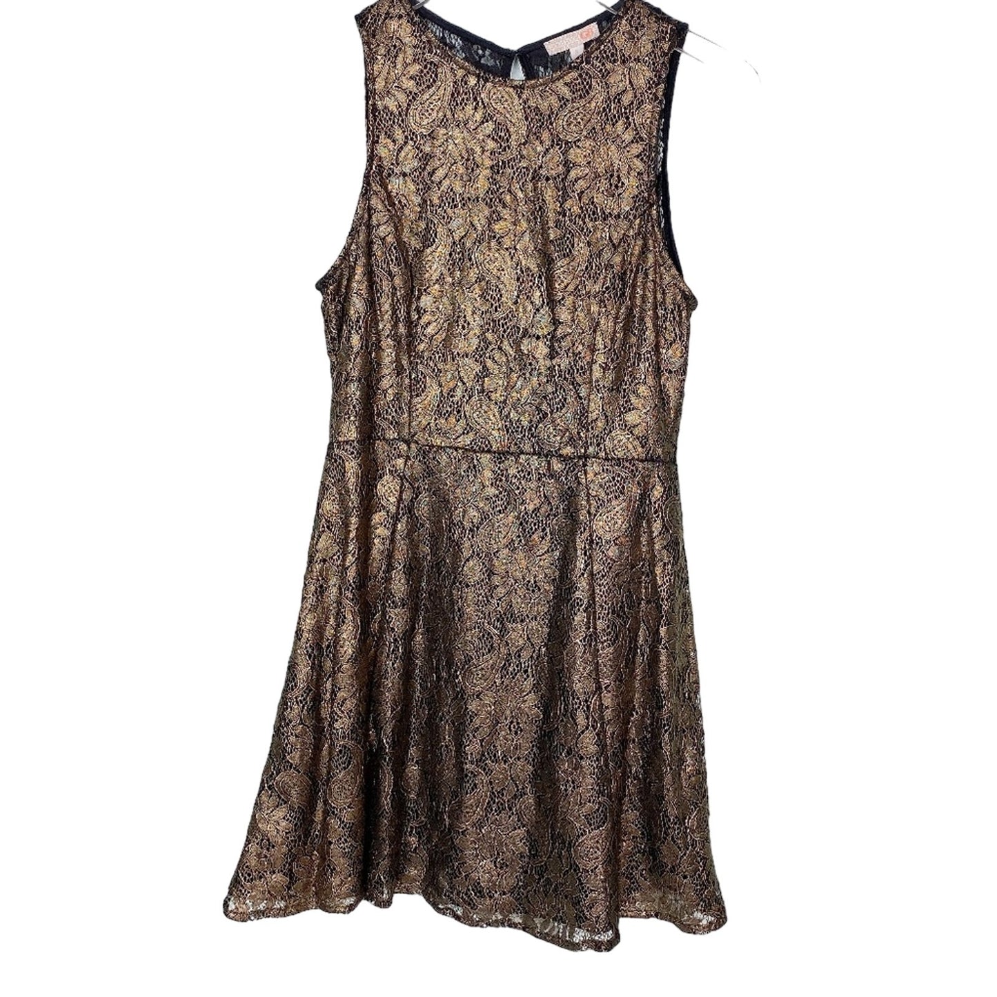 Gianni Bini metallic gold lace & black evening cocktail DRESS size SMALL new $69