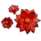 vintage enamel orange red metal flower BROOCH and clip EARRINGS set