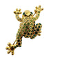 vintage MONET green & gold tree frog BROOCH rhinestone jewelry pin