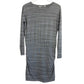 women's ATHLETA gray striped knit DRESS long sleeves ruched skirt XS extra small