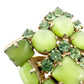 vintage green stones & rhinestones BROOCH jewelry pin