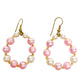 handmade pearlescent pink pearl loop beaded EARRINGS jewelry NEW vintage beads