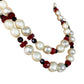 vintage red pearlescent white beaded 18" double strand NECKLACE costume jewelry