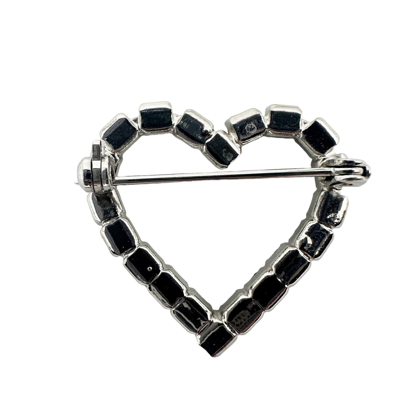 vintage heart-shaped rhinestone BROOCH jewelry pin