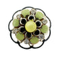 vintage green & black rhinestones round BROOCH jewelry pin