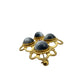 vintage gold metal BROOCH blue stones & topaz rhinestones jewelry pin