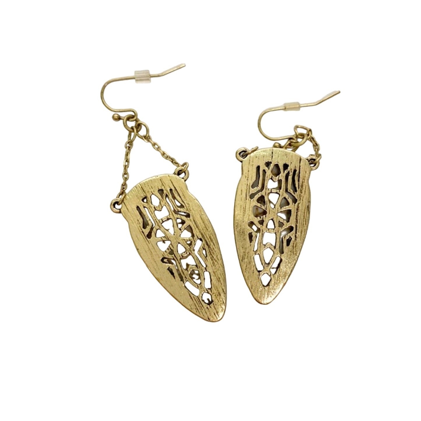 brown & gold tone marble-like drop dangle EARRINGS fashion jewelry