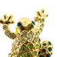 vintage MONET green & gold tree frog BROOCH rhinestone jewelry pin