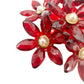 vintage translucent red flowers BROOCH faux pearl centers floral jewelry pin