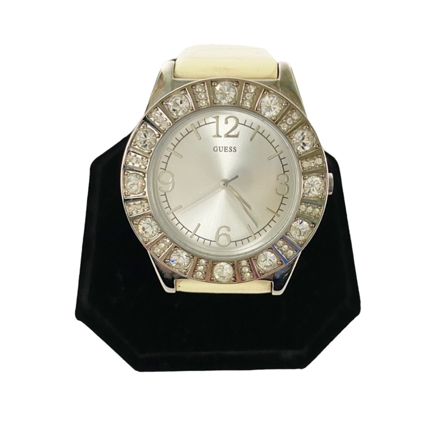 ladies GUESS off-white ivory cream band analog WATCH rhinestones G76037L