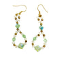 handmade green white crystal gold beaded loop EARRINGS jewelry NEW vintage beads