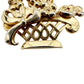 vintage gold flower basket with bow BROOCH floral jewelry pin