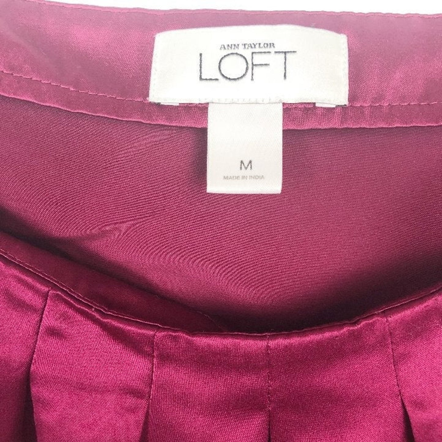 Ann Taylor LOFT burgundy silky TOP blouse M medium black grosgrain ribbon straps