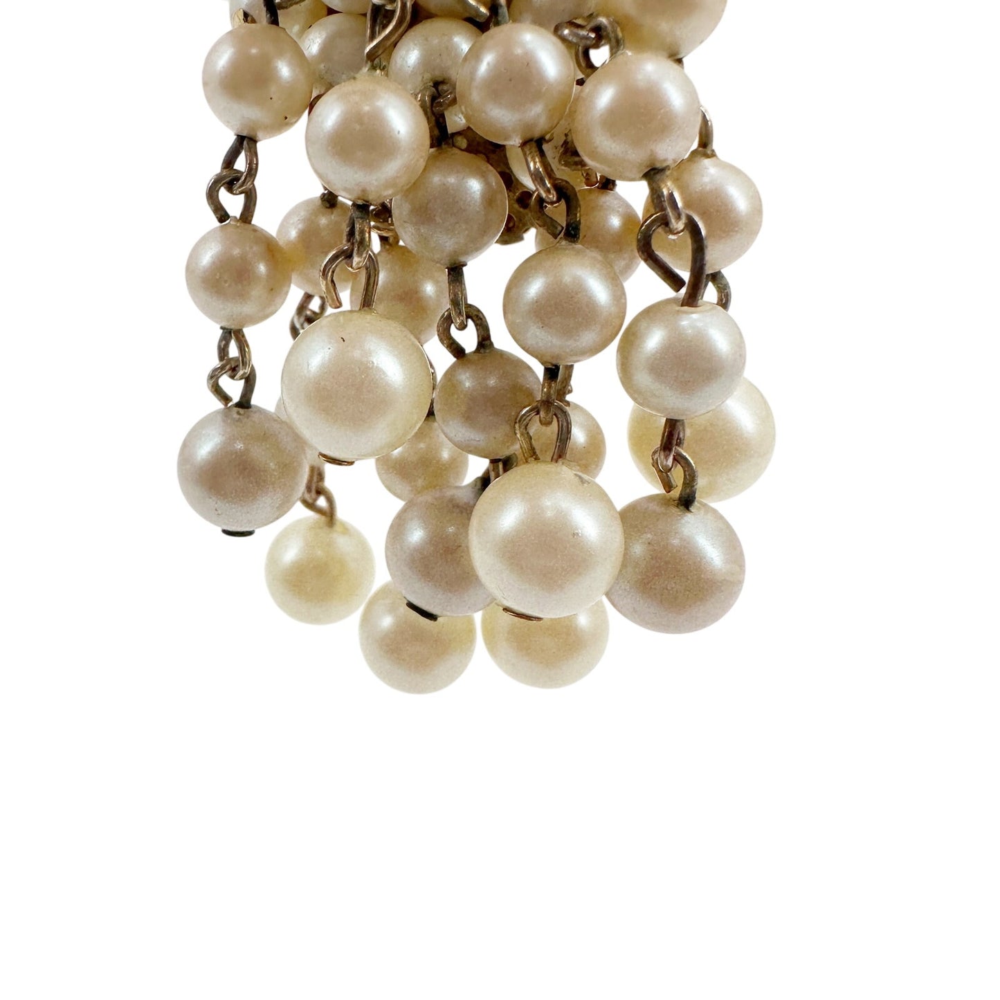 vintage dangling pearls BROOCH gold metal jewelry pin