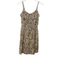 H&M tan & navy print short DRESS size 4 small summer casual adjustable straps