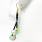 handmade 3" long dangling black beaded loop EARRINGS jewelry NEW vintage beads