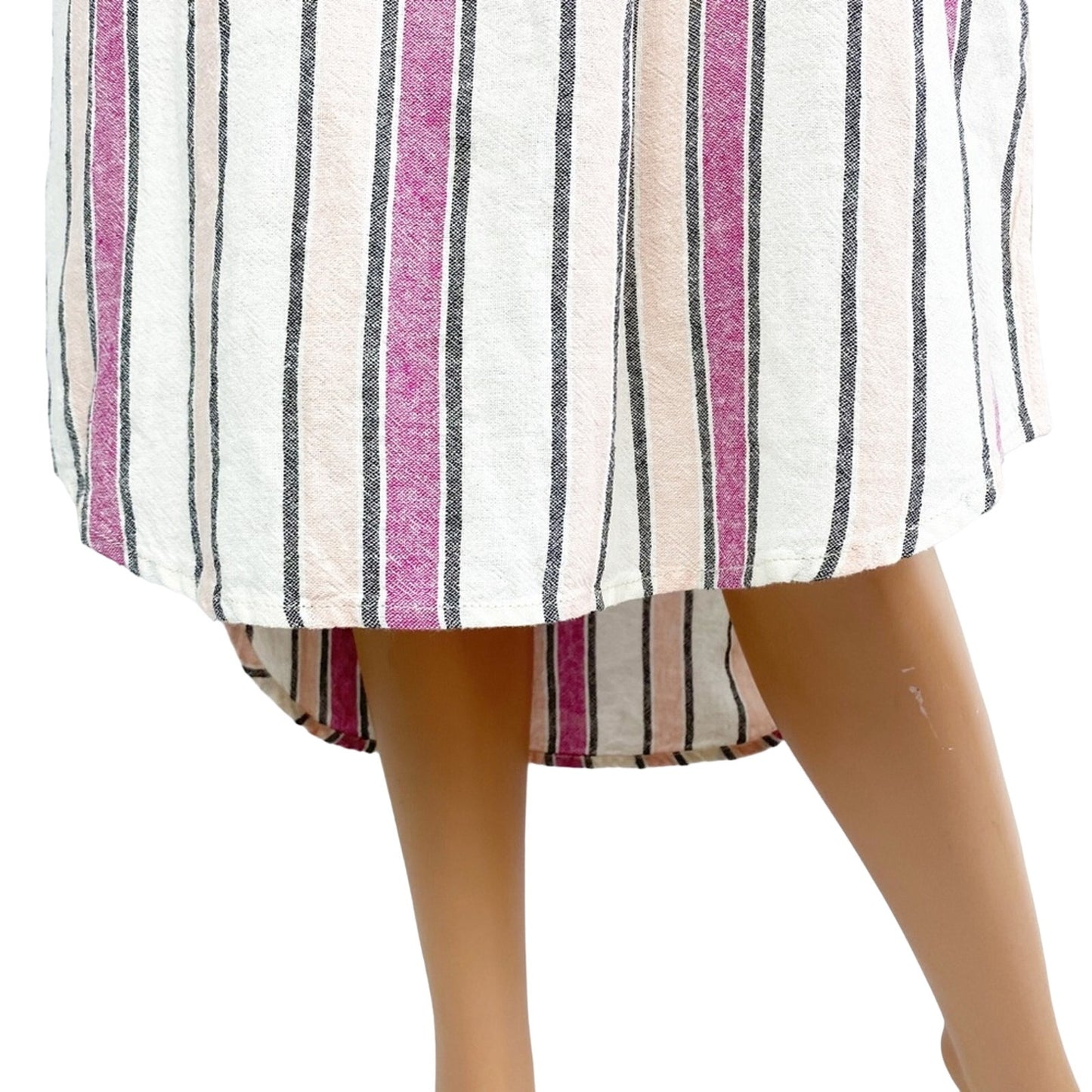 Splendid pink gray peach Picnic Stripe Midi linen Dress size MEDIUM new $168