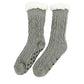 charcoal gray grey Slipper Socks fleece lined OSFM non-slip silicone grips women