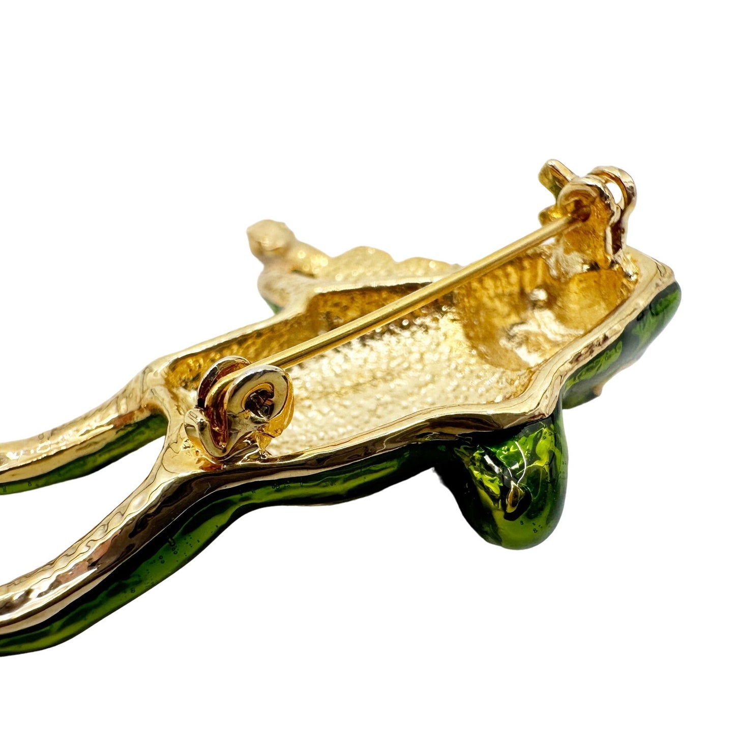 vintage frog playing violin BROOCH rhinestones jewelry pin