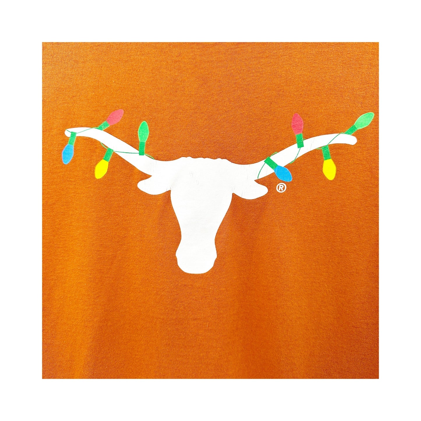 Texas Longhorns orange T-SHIRT logo with Christmas lights adult SMALL