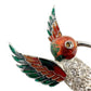 vintage red green orange Hummingbird BROOCH flying bird rhinestones jewelry pin