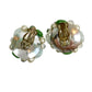 vintage blue green white bead clip-on EARRINGS costume jewelry Made in Japan