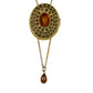 vintage 21" gold locket pendant NECKLACE amber cameo all seeing eye jewelry