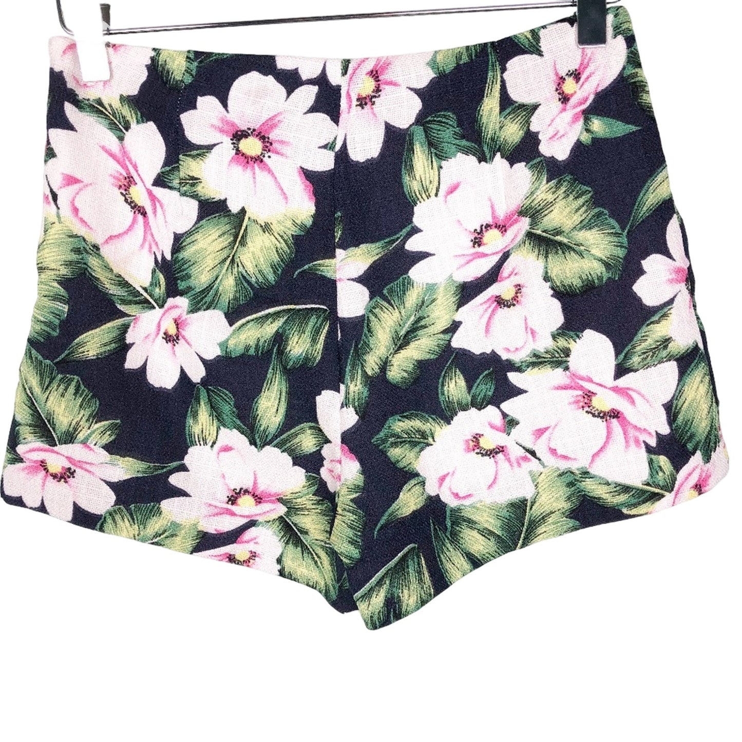 Francesca's Love Riche hibiscus floral SHORTS size SMALL navy white green pink