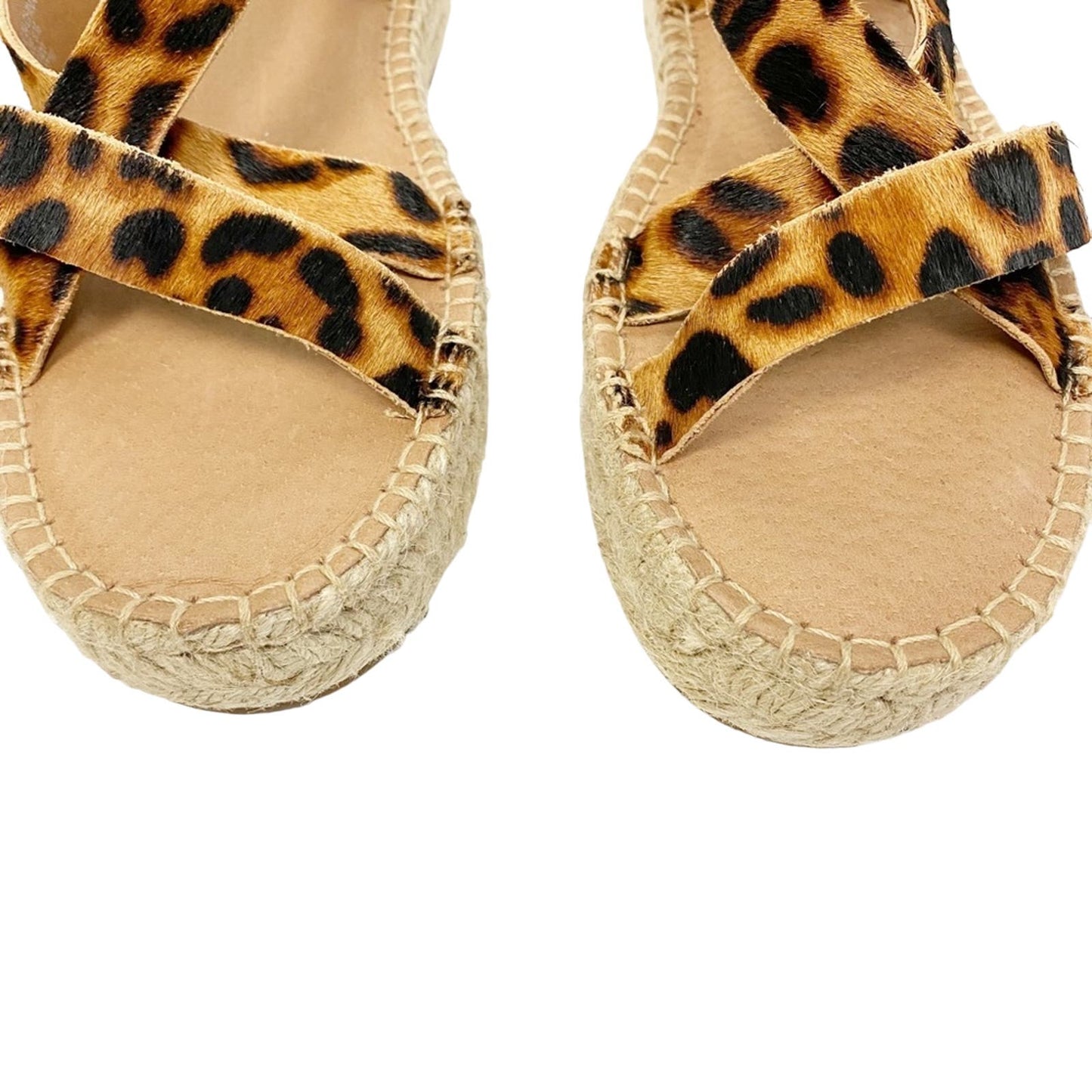 MADEWELL leopard Asymmetrical Espadrille calf hair Sandals shoes 8.5 M new $138