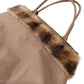 Murval brown faux fur trim BAG handbag double top handle purse