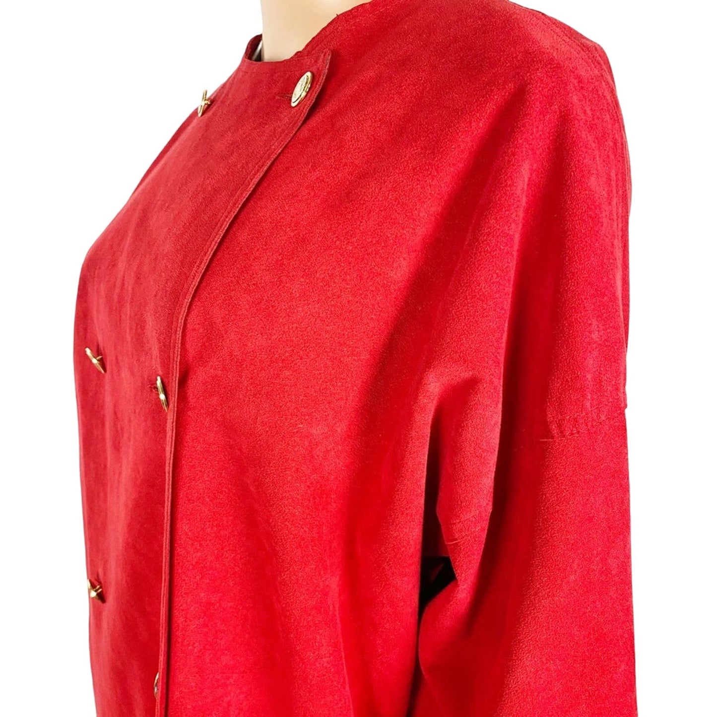 full length red suede-like Straight COAT size L / XL vintage apparel