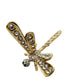 vintage gold & rhinestones dragonfly BROOCH jewelry pin wings move on springs