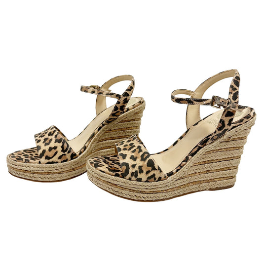 Vince Camuto Marybell Natural Leopard print Platform Wedge Sandal shoes 6.5 new