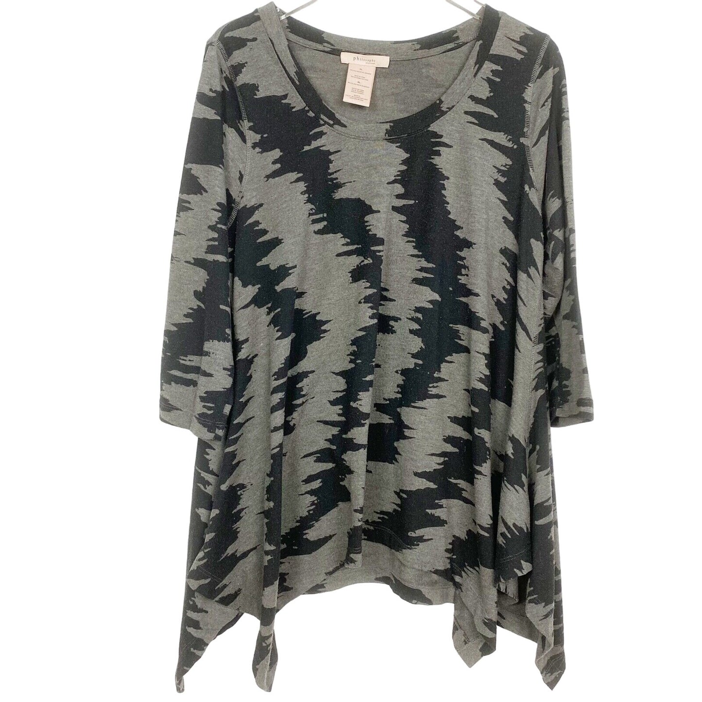 Philosophy black & gray Knit Tunic Top blouse size XL women's