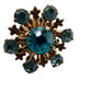 vintage set of two SCATTER gold PINS blue rhinestones jewelry brooch pair