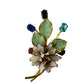 vintage CZECHO flower bouquet BROOCH rhinestones floral jewelry pin