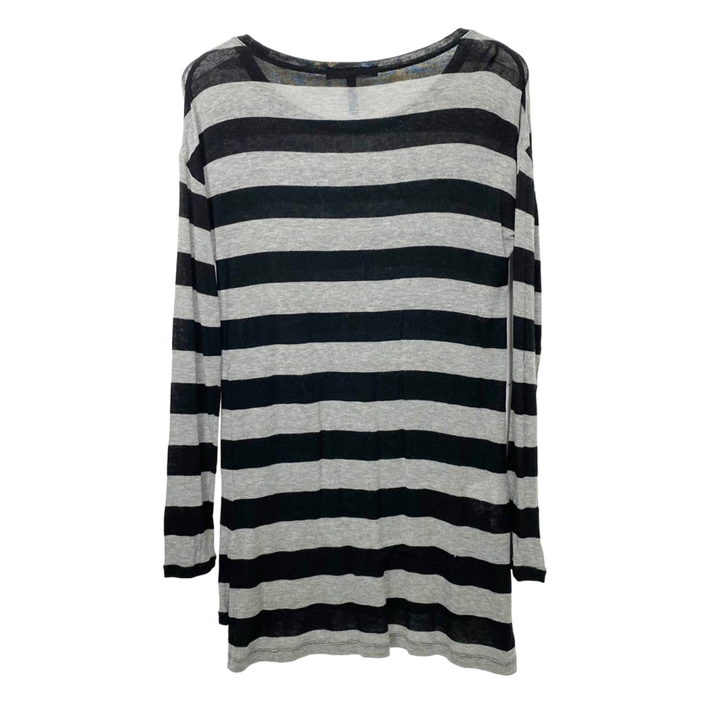 BCBGMaxAzria gray & black striped lightweight sweater tunic TOP women's S small