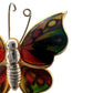 vintage gold tone metal acrylic orange yellow green butterfly BROOCH jewelry pin