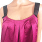 Ann Taylor LOFT burgundy silky TOP blouse M medium black grosgrain ribbon straps